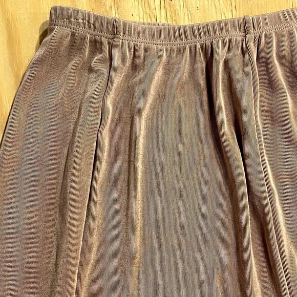 VTG Choices Taupe Pleated A-Line Midi Skirt Elastic Womans Size Large Made USA - Picture 6 of 13